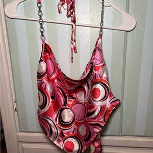 Rue21 Vibrant Circle Pattern Halter Top